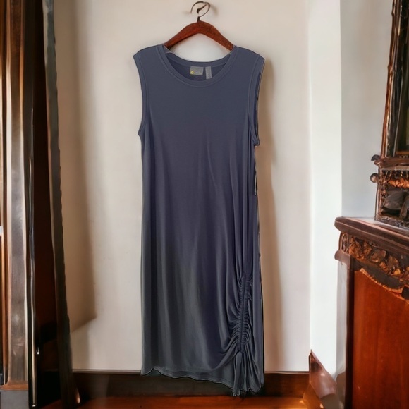 Zella Blue Shadow Post Studio Ruched Side Dress - Picture 1 of 14